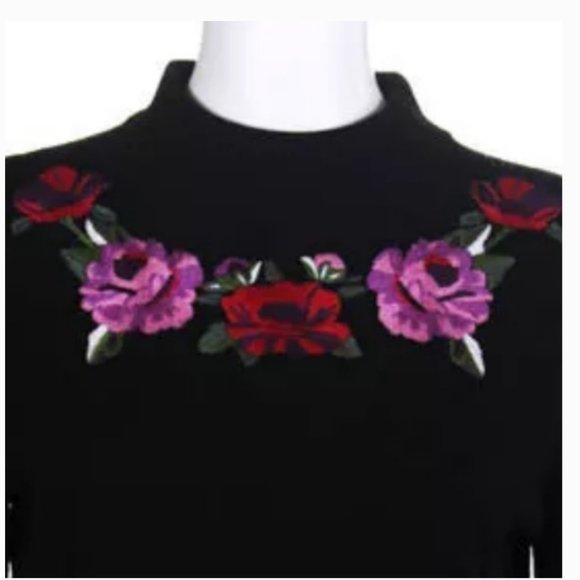 kate spade madison avenue black pink floral blossom sweater small nwot - Picture 5 of 12